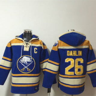 Men's Buffalo Sabres #26 Rasmus Dahlin Blue Ageless Must-Have Lace-Up Pullover Hoodie