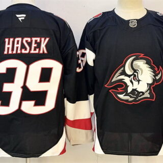 Men's Buffalo Sabres #39 Dominik Hasek Black 2024-25 Alternate Stitched Hockey Jersey
