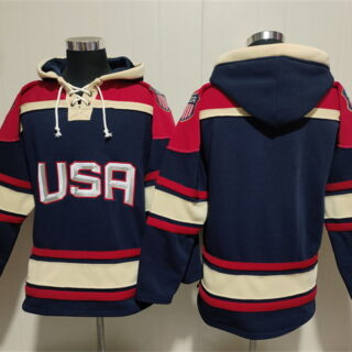 Men's Team USA Navy Ageless Must-Have Lace-Up Pullover Hoodie
