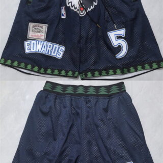 Men's Minnesota Timberwolves #5 Anthony Edwards Black Shorts (Run Small)