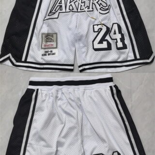 Men's Los Angeles Lakers #24 Kobe Bryant White 2026 Shorts (Run Small)