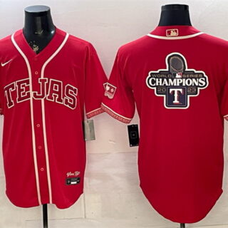 Men's Texas Rangers Team Big Logo Red 2026 City Connect Stadium Stitched Baseball Jerseys 1
