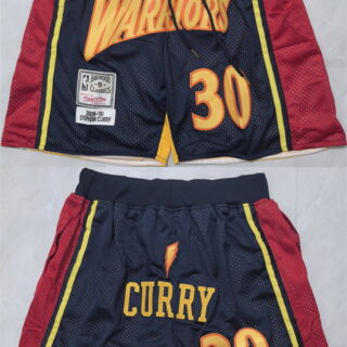 Men's Golden State Warriors #30 Stephen Curry Navy Shorts(Run Small)