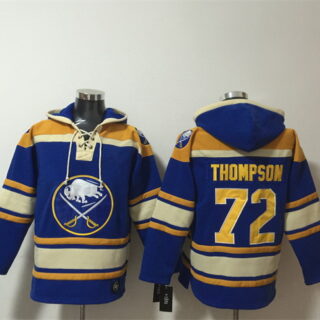 Men's Buffalo Sabres #72 Tage Thompson Blue Ageless Must-Have Lace-Up Pullover Hoodie