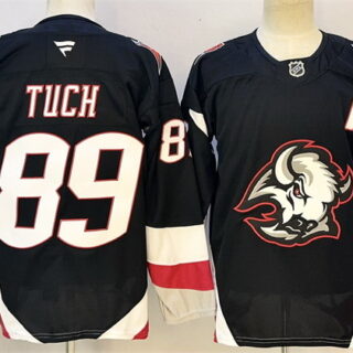Men's Buffalo Sabres #89 Alex Tuch Black 2024-25 With A Patch Alternate Stitched Hockey Jersey