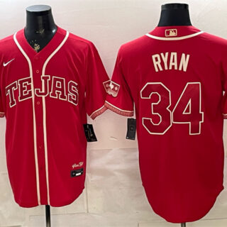Men's Texas Rangers #34 Nolan Ryan Red 2026 City Connect Stadium Stitched Baseball Jersey