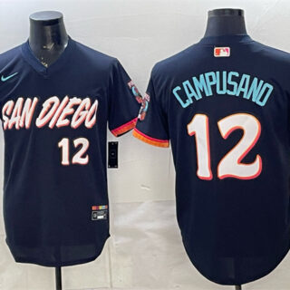Men's San Diego Padres #12 Luis Campusano Obsidian 2026 City Connect Stadium Stitched Baseball Jersey