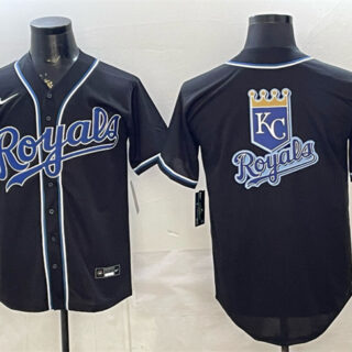 Men's Kansas City Royals Team Big Logo 2026 Fashion Replica Black Out Stitched Baseball Jerseys