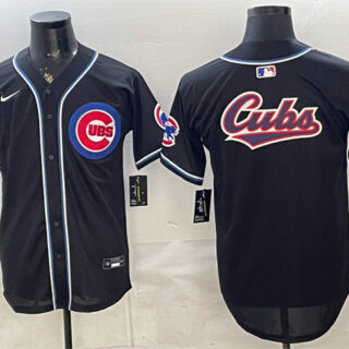 Men's Chicago Cubs Team Big Logo 2026 Fashion Replica Black Out Stitched Baseball Jersey