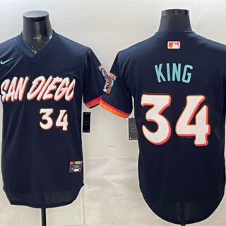 Men's San Diego Padres #34 Michael King Obsidian 2026 City Connect Stadium Stitched Baseball Jersey