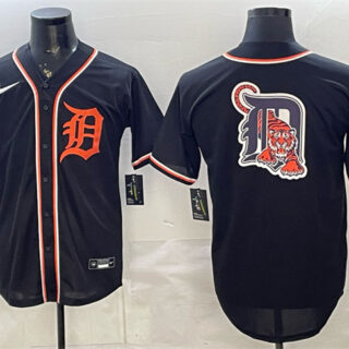 Men's Detroit Tigers Team Big Logo 2026 Fashion Replica Black Out Stitched Baseball Jersey