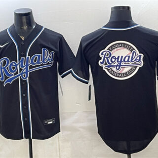 Men's Kansas City Royals Team Big Logo 2026 Fashion Replica Black Out Stitched Baseball Jersey