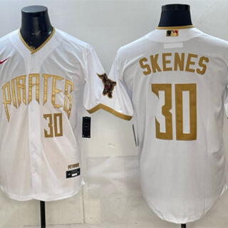 Men's Pittsburgh Pirates #30 Paul Skenes White 2026 City Connect Stadium Stitched Baseball Jersey