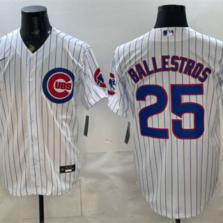 Men's Chicago Cubs #25 Moises Ballesteros White Cool Base Stitched Baseball Jersey
