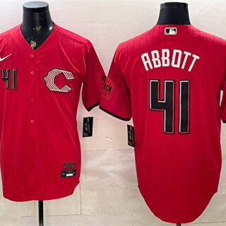 Men's Cincinnati Reds #41 Andrew Abbott Red 2026 City Connect Stadium Stitched Baseball Jersey