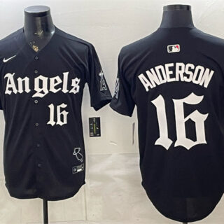 Men's Los Angeles Angels #16 Garret Anderson Black 'Gothic Halo Edition' Vapor Limited Stitched Baseball Jersey