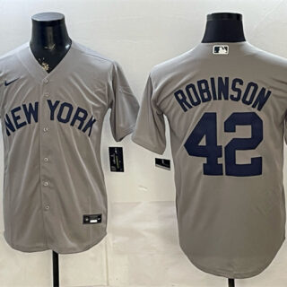Men's New York Yankees #42 Jackie Robinson Grey Stitched Baseball Jersey