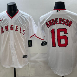 Men's Los Angeles Angels #16 Garret Anderson White Stitched Baseball Jersey