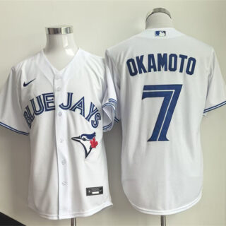 Men's Toronto Blue Jays #7 Kazuma Okamoto White Home Limited Stitched Baseball Jersey