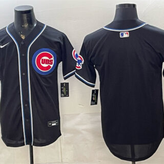 Men's Chicago Cubs Blank 2026 Fashion Replica Black Out Stitched Baseball Jersey