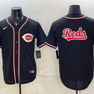 Men's Cincinnati Reds Team Big Logo 2026 Fashion Replica Black Out Stitched Baseball Jersey