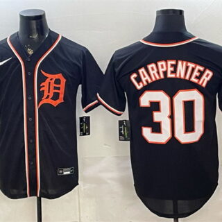 Men's Detroit Tigers #30 Kerry Carpenter 2026 Fashion Replica Black Out Stitched Baseball Jersey