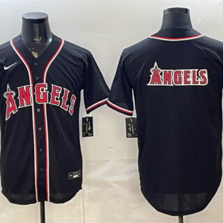 Men's Los Angeles Angels Team Big Logo 2026 Fashion Replica Black Out Stitched Baseball Jersey