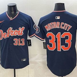 Men's Detroit Tigers #313 Motor City Navy 2026 Alternate Vapor Premier Limited Stitched Baseball Jersey