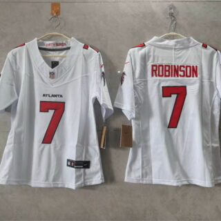Women's Atlanta Falcons #7 Bijan Robinson White 2026 New F.U.S.E. Stitched Jersey(Run Small)