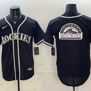 Men's Colorado Rockies Team Big Logo 2026 Fashion Replica Black Out Stitched Baseball Jersey