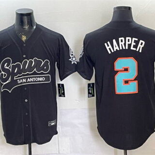 Men's San Antonio Spurs #2 Dylan Harper Black Stitched Baseball Jerseys