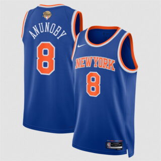 Men's New Yok Knicks #8 OG Anunoby Blue 2026 Finals Patch Icon Edition Stitched Basketball Jersey