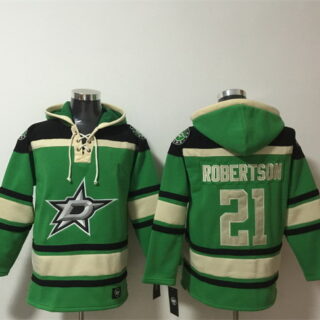 Men's Dallas Stars #21 Jason Robertson Green Lace-Up Pullover Hoodie