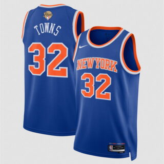 Men's New Yok Knicks #32 Karl-Anthony Blue 2026 Finals Patch Icon Edition Stitched Basketball Jersey