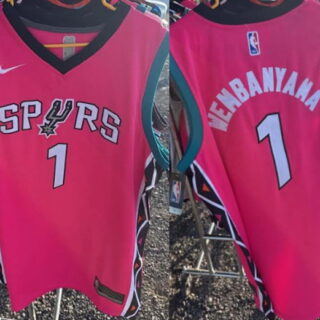 Men's San Antonio Spurs #1 Victor Wembanyama Pink Stitched Basketball Jersey