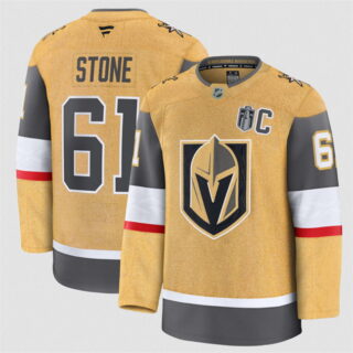 Men's Vegas Golden Knights #61 Mark Stone Gold 2026 Stanley Cup Final Patch And C Patch Home Stitched Hockey Jersey