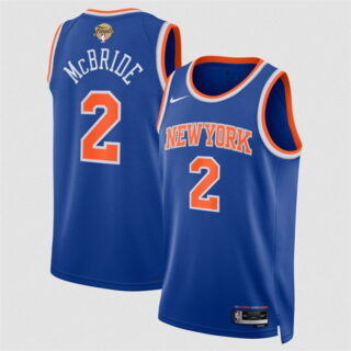 Men's New Yok Knicks #2 Miles McBride Blue 2026 Finals Patch Icon Edition Stitched Basketball Jersey