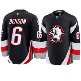 Men's Buffalo Sabres #6 Zach Benson Black Alternate Stitched Hockey Jersey