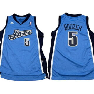 Men's Utah Jazz #5 Carlos Boozer Blue Stitched Basketball Jersey