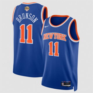 Men's New Yok Knicks #11 Jalen Brunson Blue 2026 Finals Patch Icon Edition Stitched Basketball Jersey