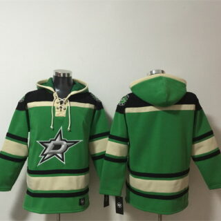 Men's Dallas Stars Blank Black Green Lace-Up Pullover Hoodie