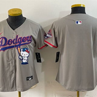Youth Los Angeles Dodgers Blank Grey Hello Kitty Night 2025 World Series Champions Patch Stitched Baseball Jersey