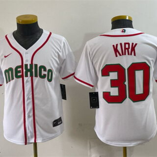 Youth Mexico Baseball #30 Alejandro Kirk White 2026 World Baseball Classic Home Stadium Stitched Baseball Jersey
