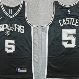 Youth San Antonio Spurs #5 Stephon Castle Black Icon Edition Stitched Football Jersey
