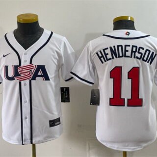 Youth USA Baseball #11 Gunnar Henderson White 2026 World Baseball Classic Home Stadium Stitched Baseball Jersey