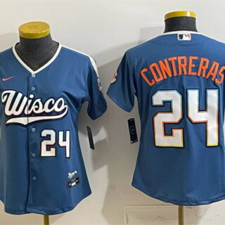 Youth Milwaukee Brewers #24 William Contreras Mineral Blue 2026 City Connect Stadium Stitched Baseball Jersey