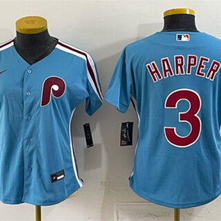 Youth Philadelphia Phillies #3 Bryce Harper Blue Stitched Jersey