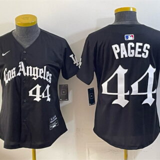 Youth Los Angeles Dodgers #44 Andy Pages Black LA Gothic Style Limited Stitched Baseball Jersey