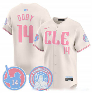 Youth Cleveland Guardians #14 Larry Doby Cream Bubblegum Pink 2025 Vapor Limited Stitched Baseball Jersey