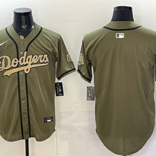 Men's Los Angeles Dodgers Blank Olive 2026 Armed Forces Day Stitched Baseball Jersey